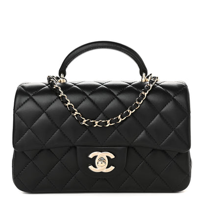 Chanel Lambskin Quilted Mini Top Handle Rectangular Flap Black 1 of 10