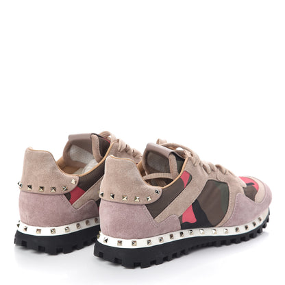 Valentino Garavani Suede Nylon Camouflage Womens Soul Rockstud Sneakers 37.5 Multicolor 4 of 8