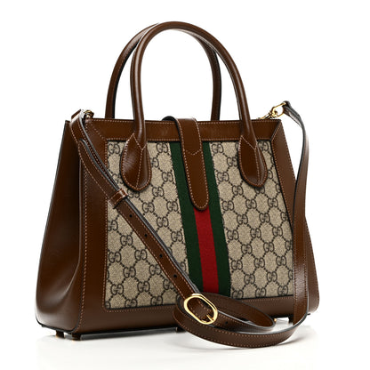 Gucci GG Supreme Monogram Azalea Calfskin Web Medium Jackie 1961 Tote Beige Ebony Brown Sugar 3 of 10