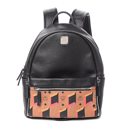 MCM Coated Canvas Diamond Print Small Backpack Black 1 of 11