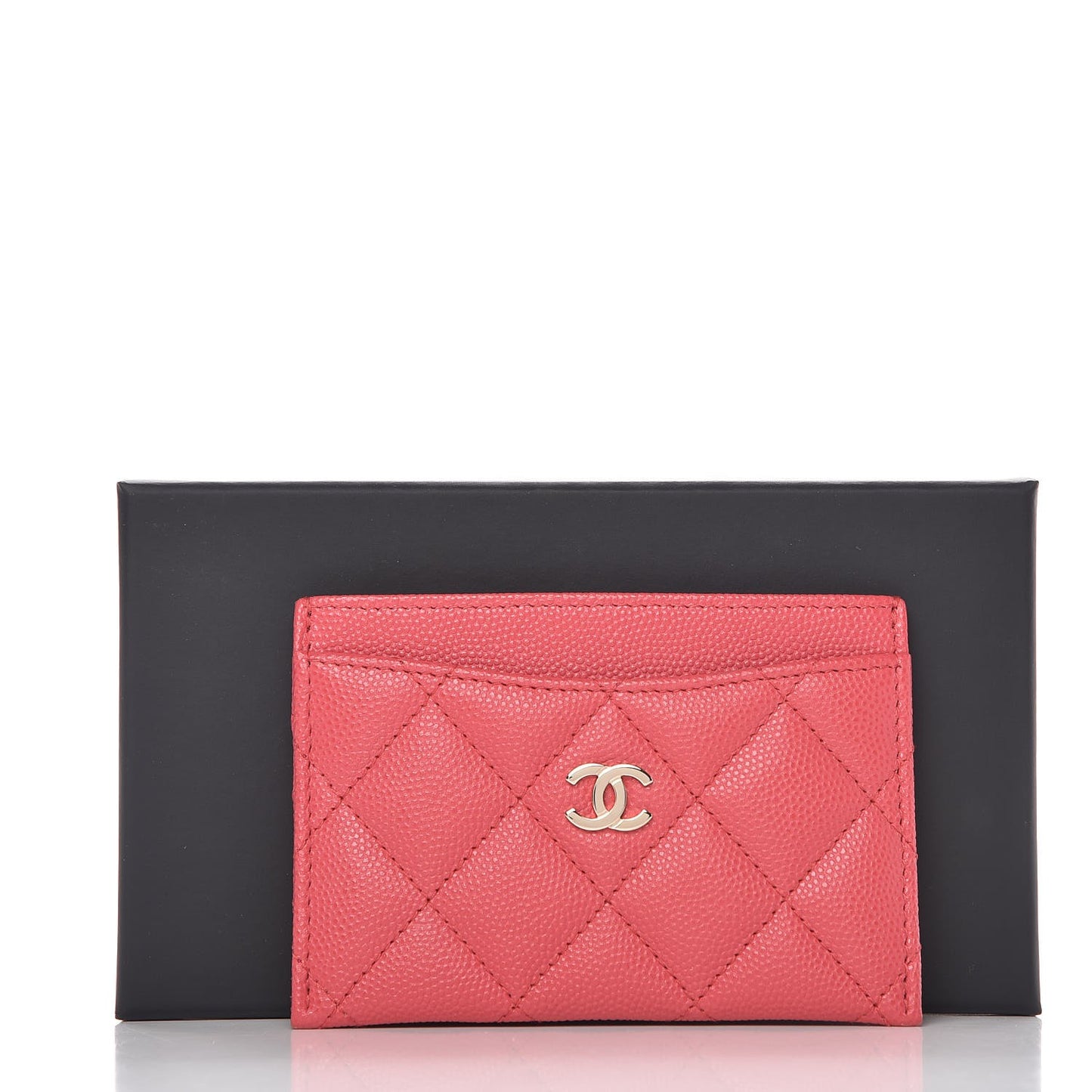 Caviar Quilted Card Holder Pink