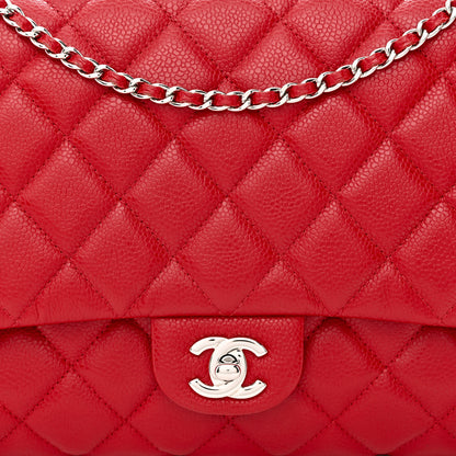 Chanel Caviar Quilted Clutch With Chain Flap Red 8 of 11