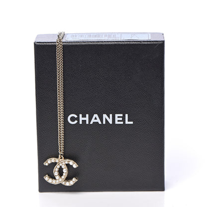 Chanel Pearl Crystal CC Pendant Necklace Gold 6 of 6