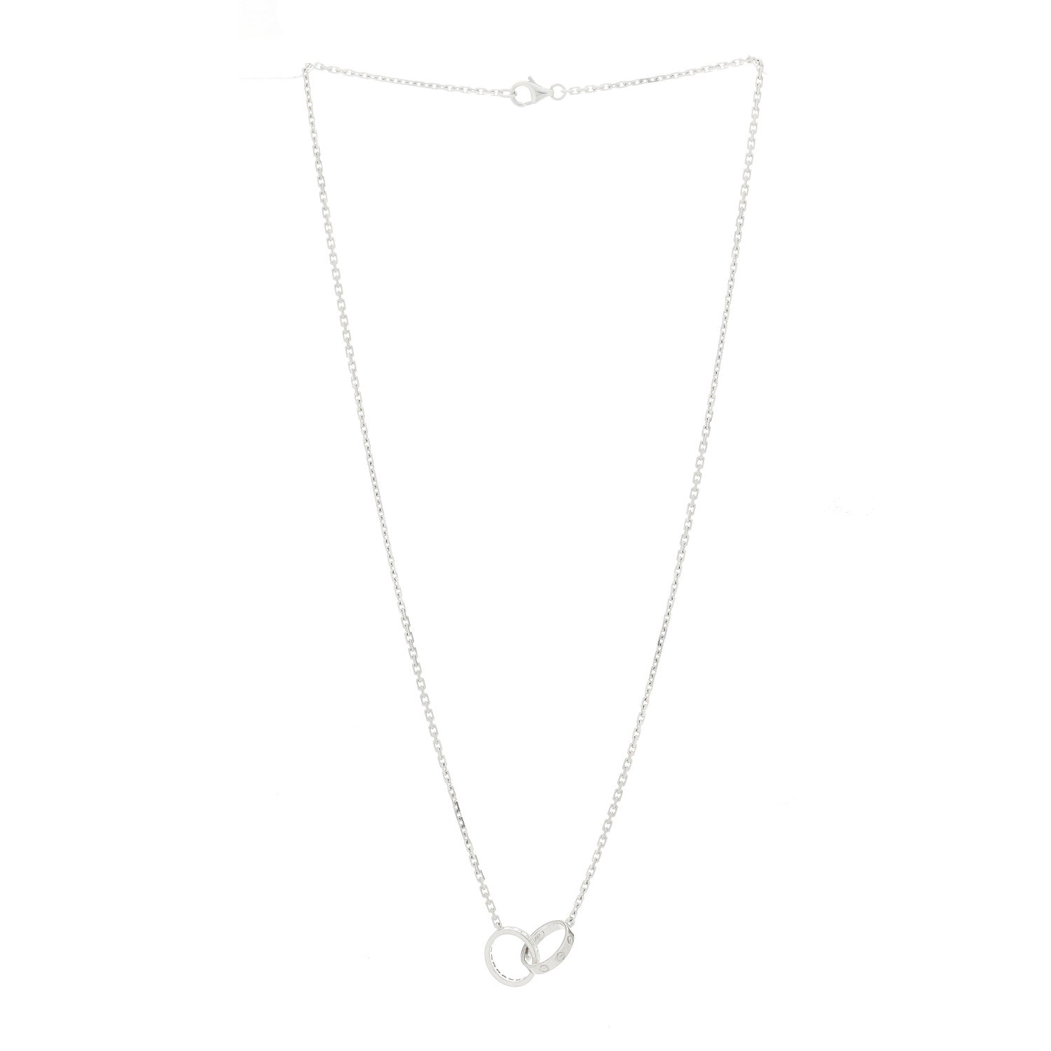 Cartier 18K White Gold Diamond Interlocking LOVE Necklace 4 of 9