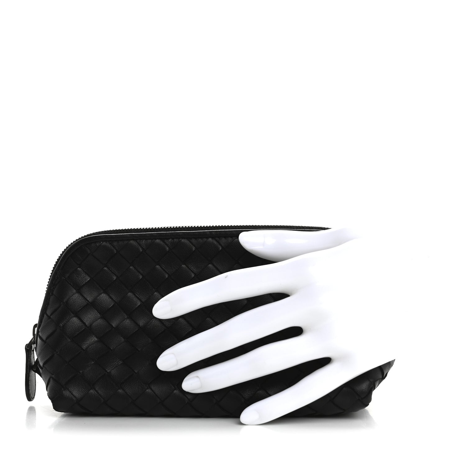 Nappa Intrecciato Small Cosmetic Pouch Black