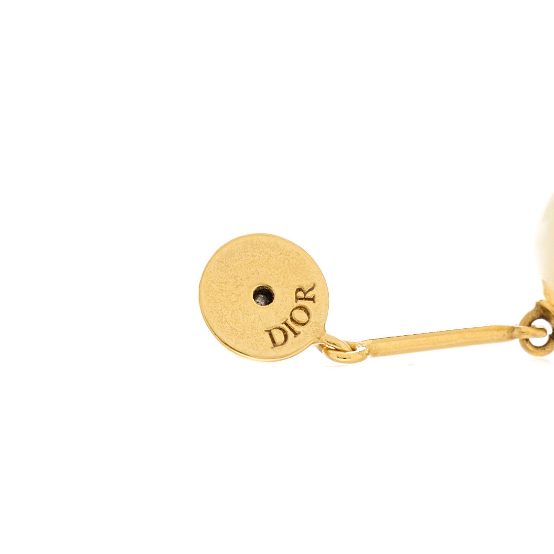 Christian Dior Pearl Tribal Logo Drop Earrings Gold White 4 of 5