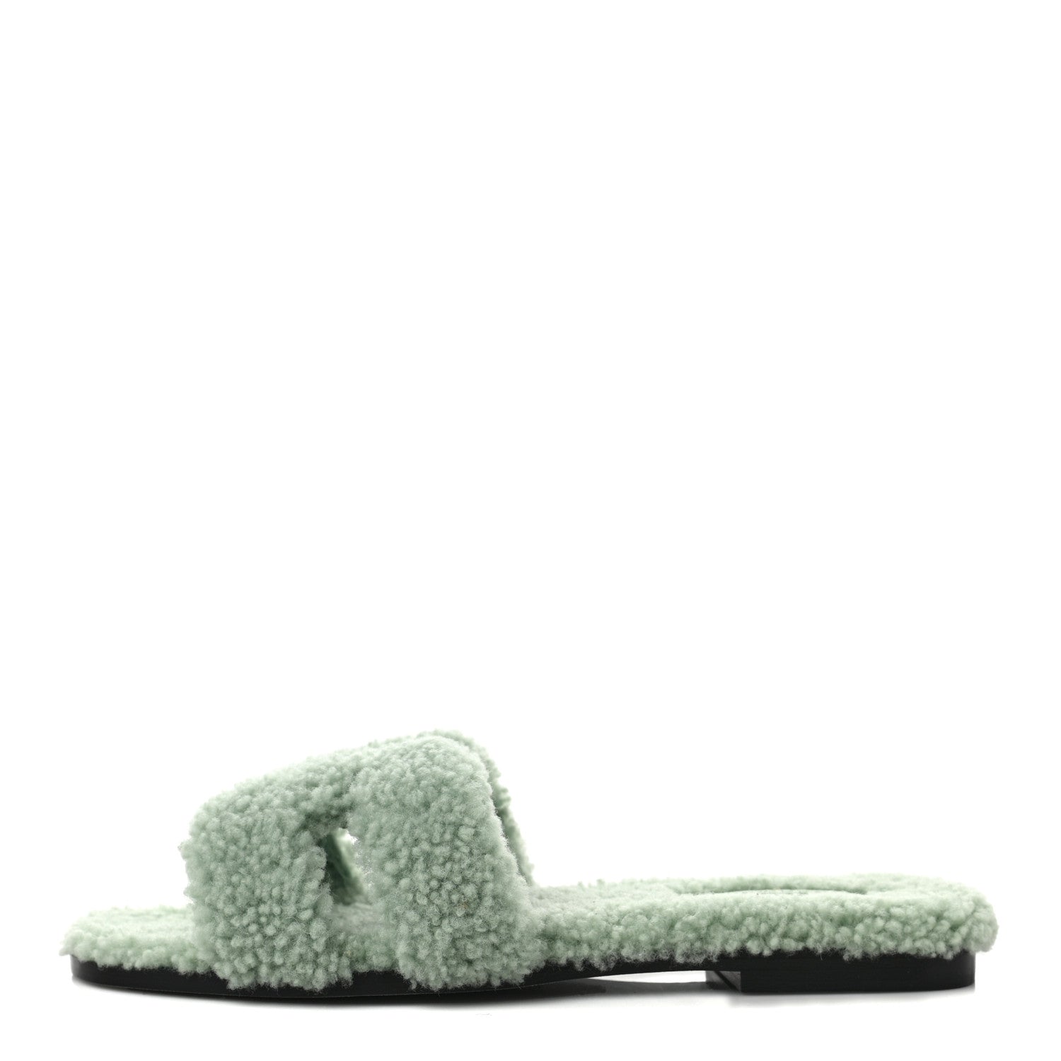 Hermes Woolskin Oran Sandals 39 Vert D’Eau 1 of 8