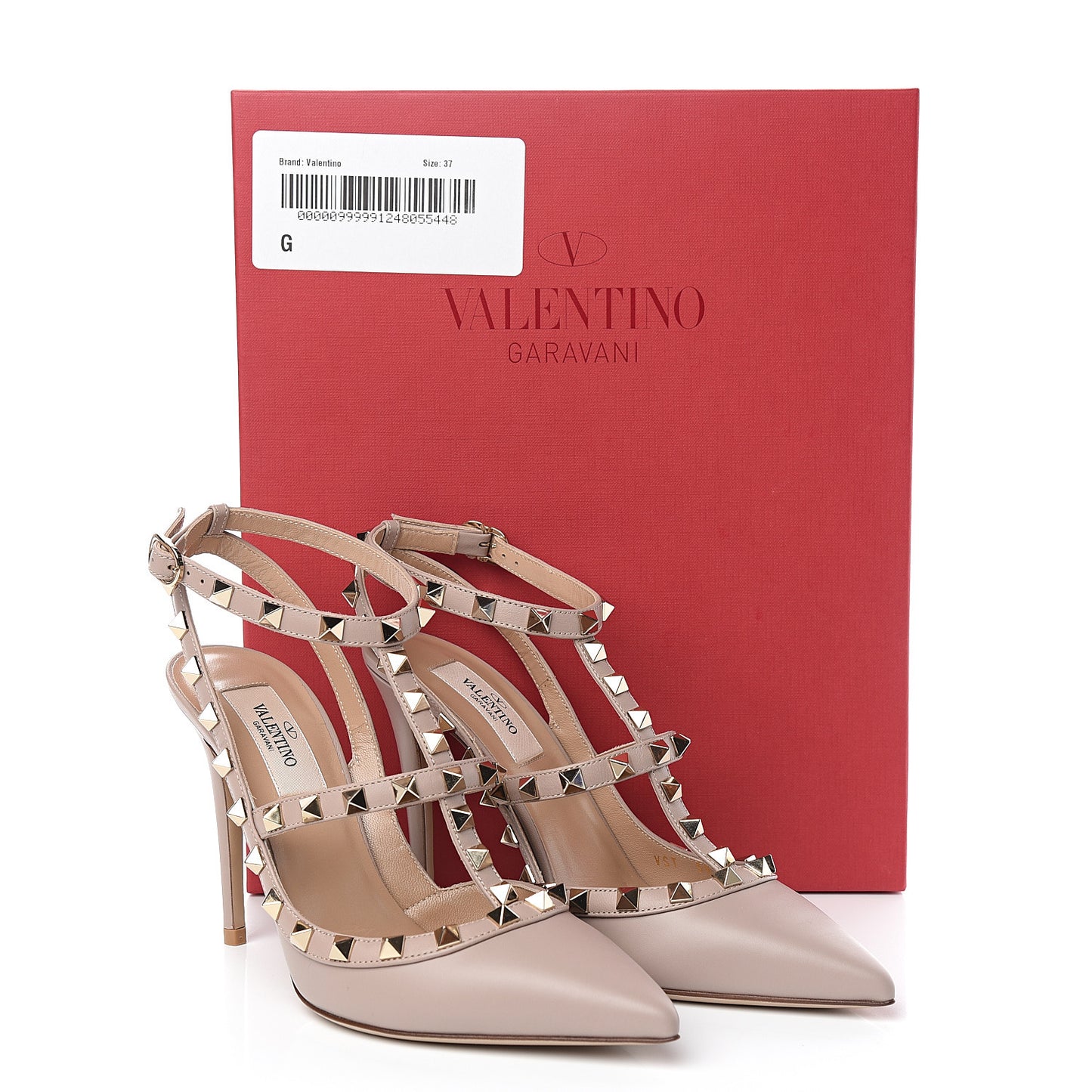 Nappa Rockstud Ankle Strap Pumps 37 Poudre