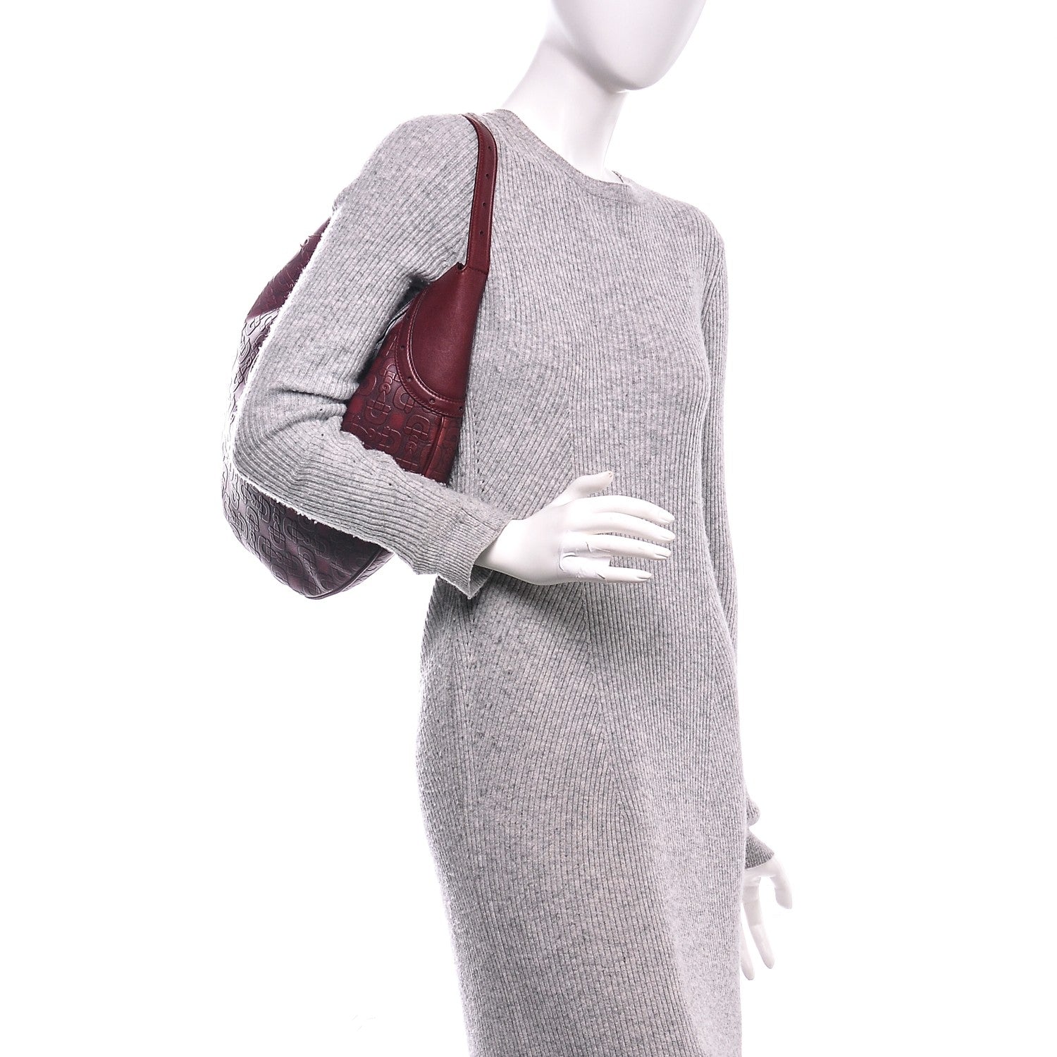 Gucci Calfskin Horsebit Embossed Glam Hobo Burgundy 2 of 6