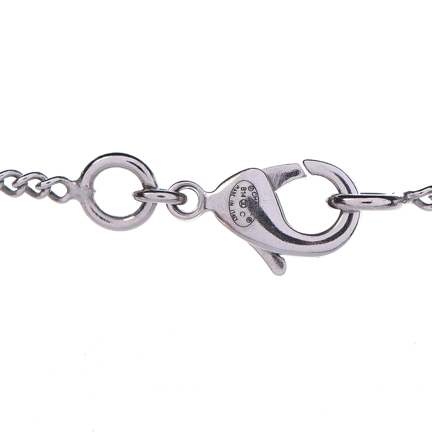 Crystal CC Bow Drop Necklace Silver