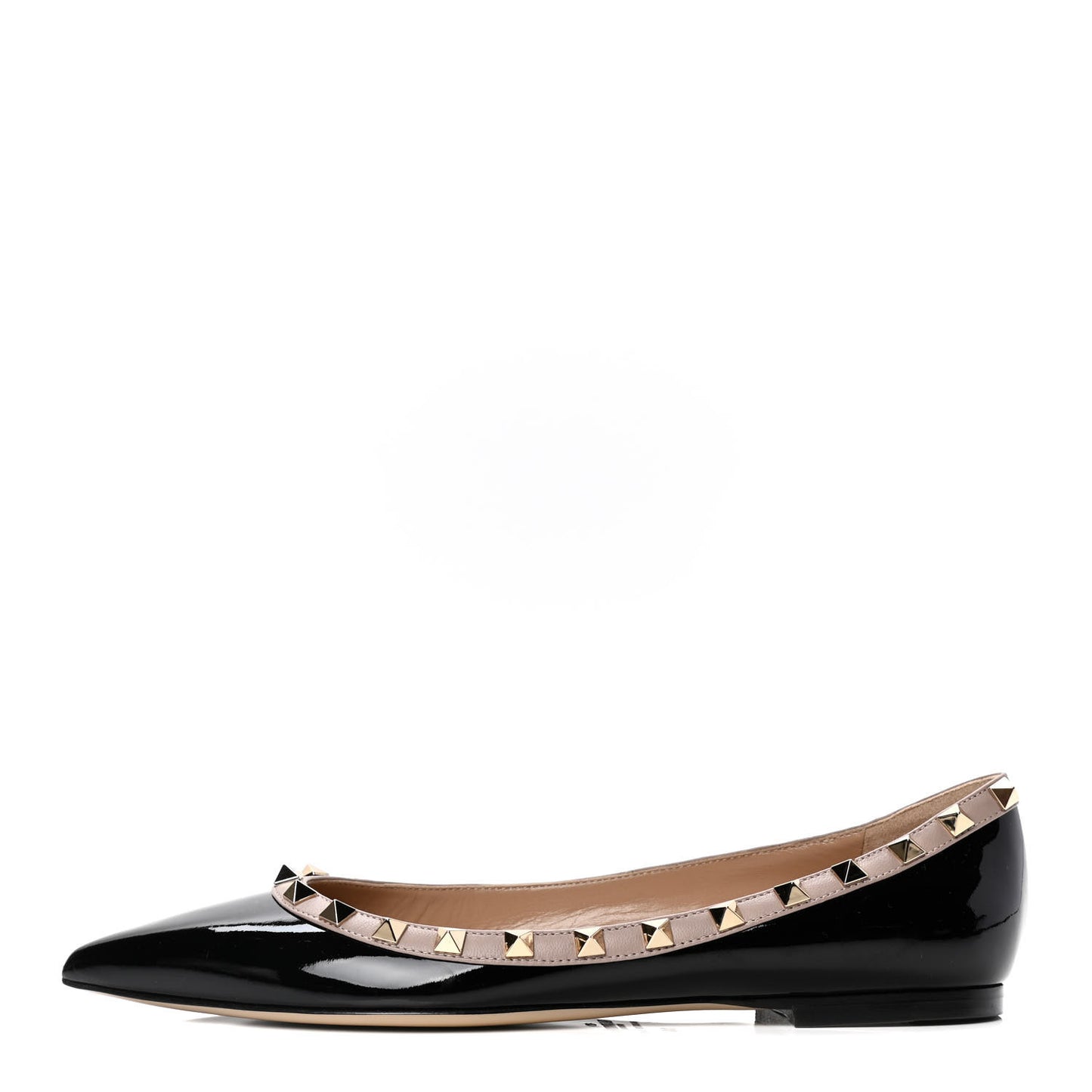 Patent Nappa Rockstud Ballerina Flats 38 Black Poudre