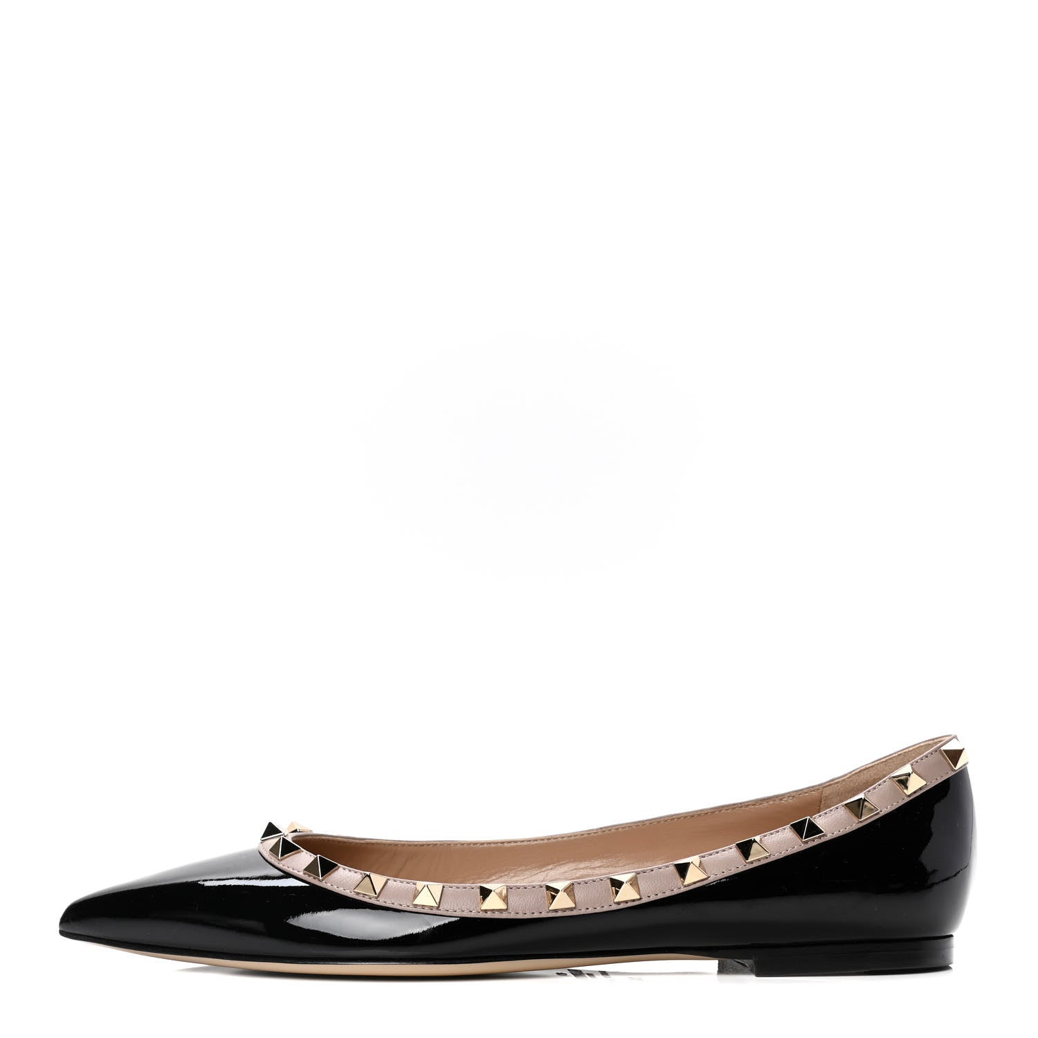 Valentino Garavani Patent Nappa Rockstud Ballerina Flats 38 Black Poudre 1 of 5