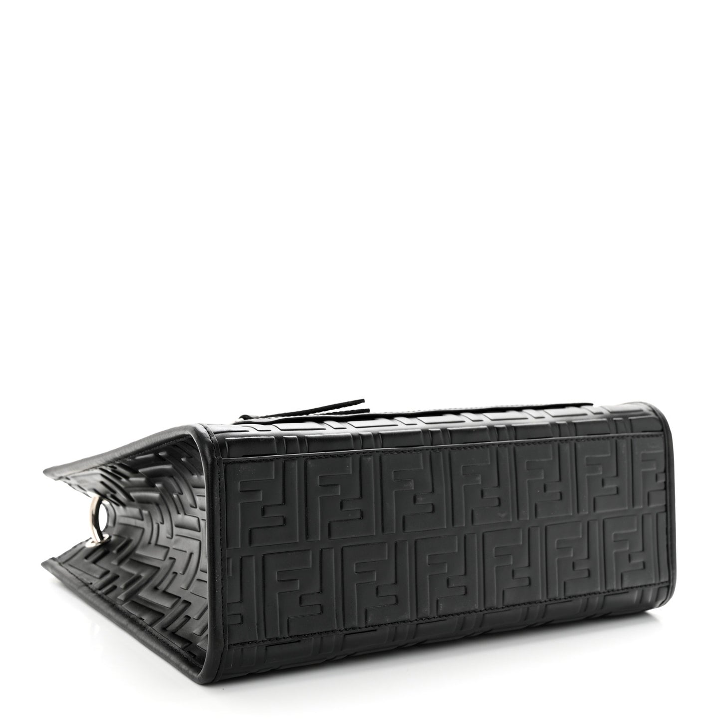 Vitello Century Wicker FF 1974 Embossed Small Runaway Shopper Tote Black
