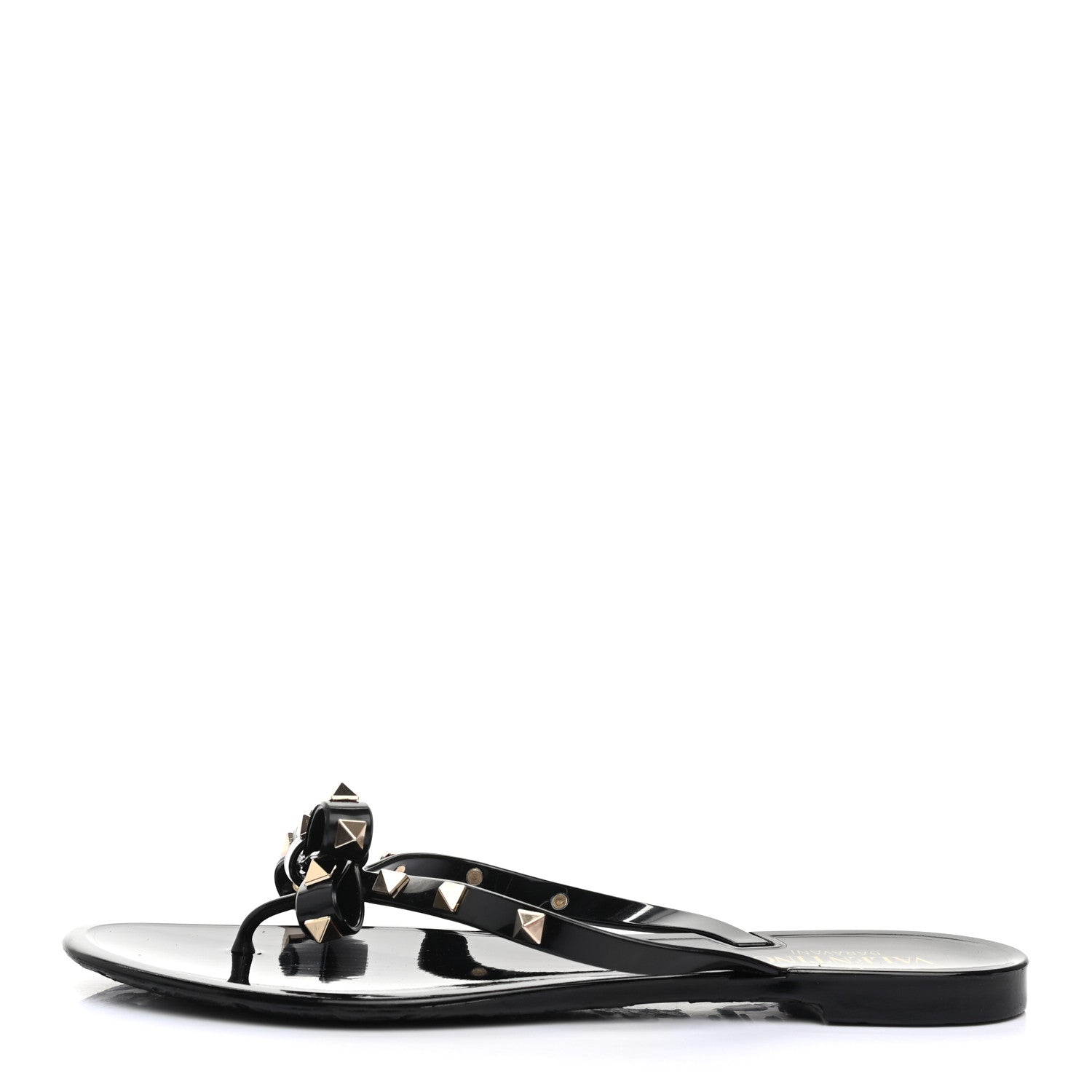Valentino Garavani PVC Jelly Rockstud Bow Thong Sandals 40 Black 1 of 7