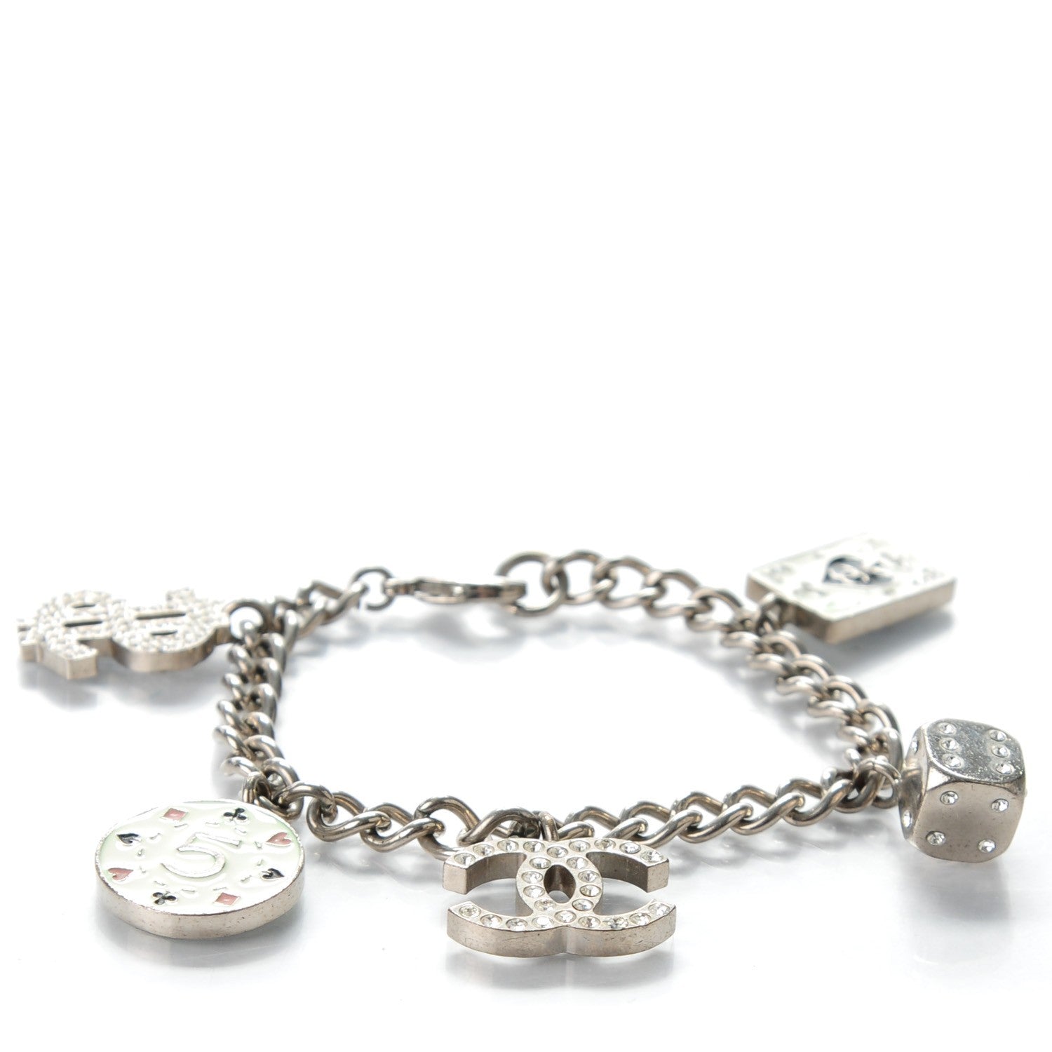Chanel Crystal Wynn Exclusive Lucky Charm Bracelet Silver 1 of 4