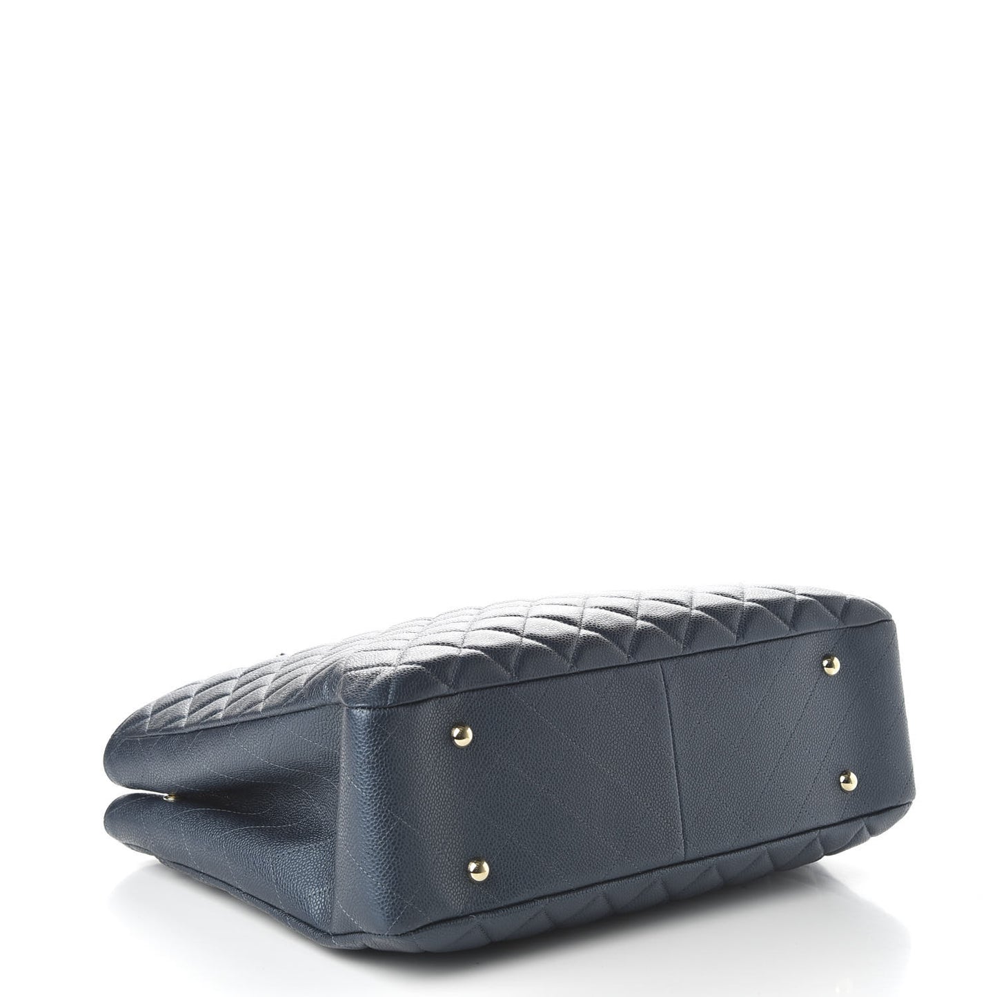Metallic Caviar Quilted Large Classic Shopping Tote Dark Blue