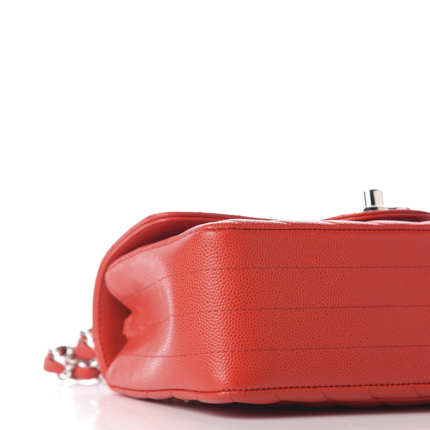 Chanel Caviar Chevron Quilted Mini Rectangular Flap Red 8 of 9