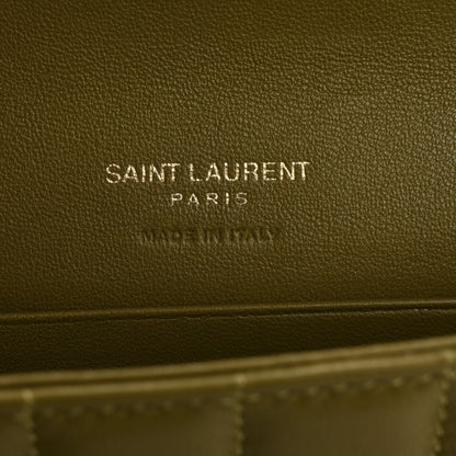 Saint Laurent Lambskin Carre Quilted Cassandre Small Envelope Wallet Olive Drab 6 of 7