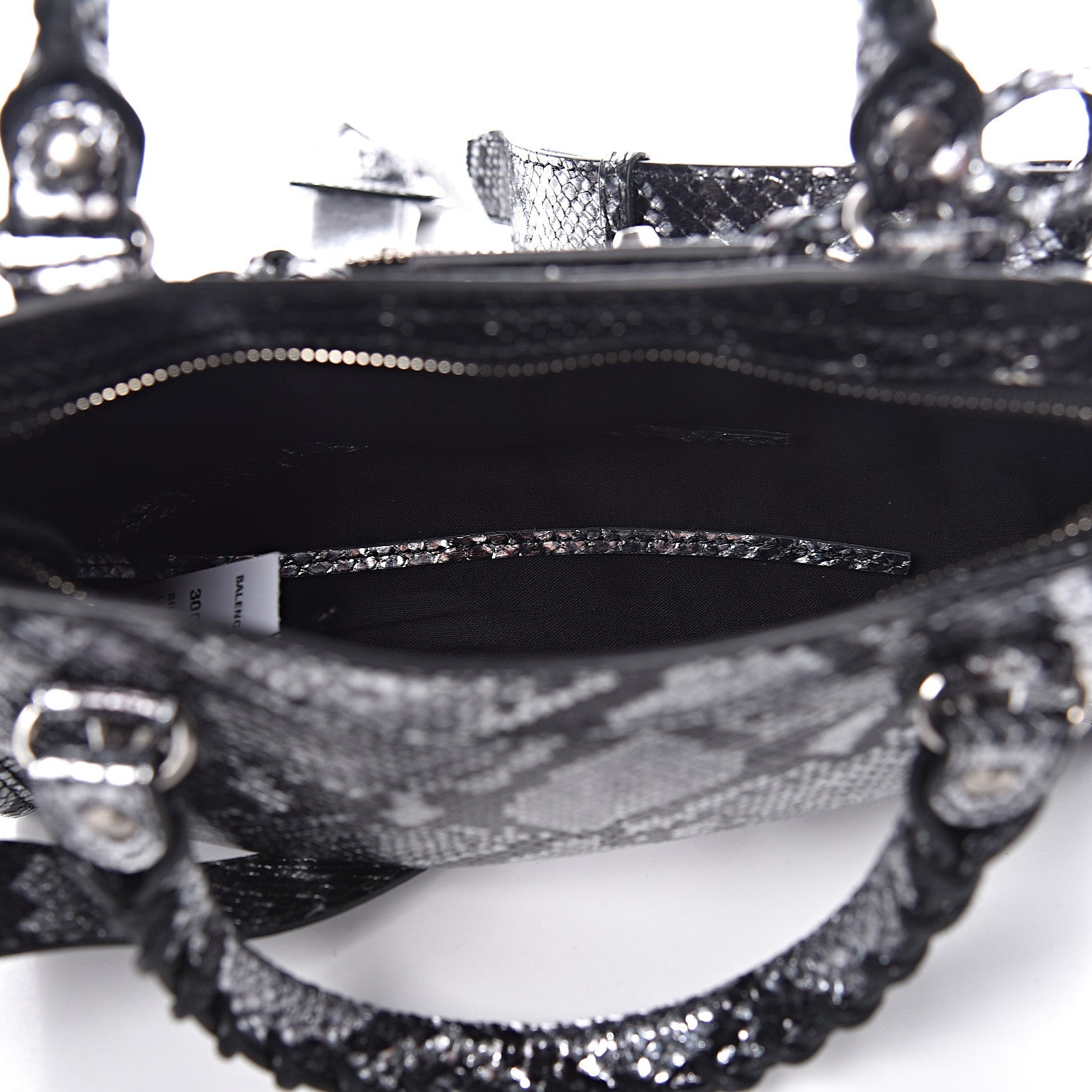 Balenciaga Metallic Calfskin Snakeskin Embossed Classic Silver Hardware Mini City Silver 4 of 10