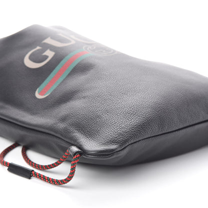 Gucci Calfskin Logo Drawstring Backpack Black 10 of 11