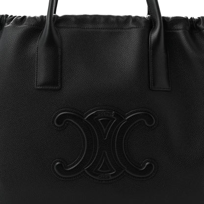 Celine Smooth Calfskin Cuir Triomphe Cabas Drawstring Black 8 of 10