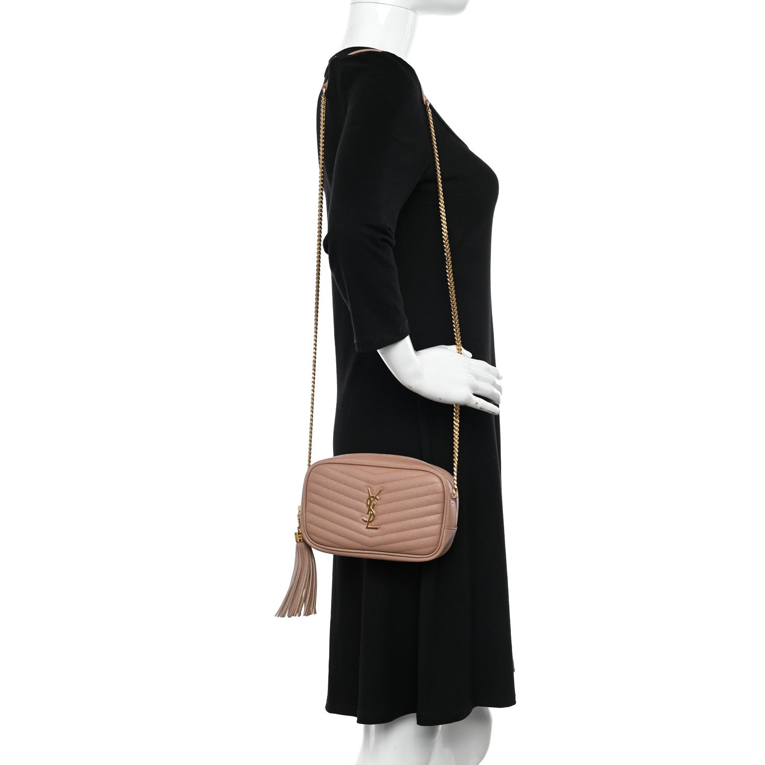 Saint Laurent Grain De Poudre Matelasse Monogram Mini Lou Camera Bag Vintage Peach 2 of 10