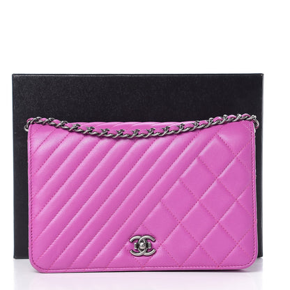 Chanel Lambskin Quilted Coco Boy Wallet On Chain WOC Fuchsia 11 of 11