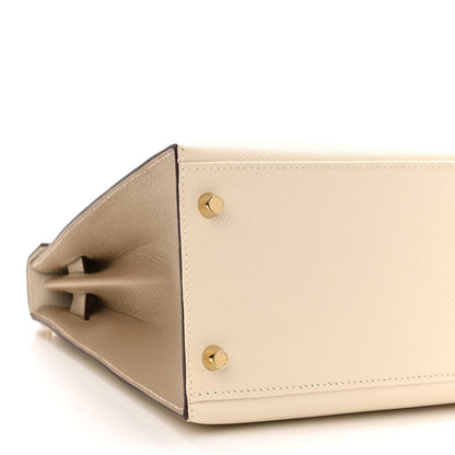 Hermes Epsom Bi-Color Horseshoe Kelly Sellier 28 Craie Trench 9 of 15