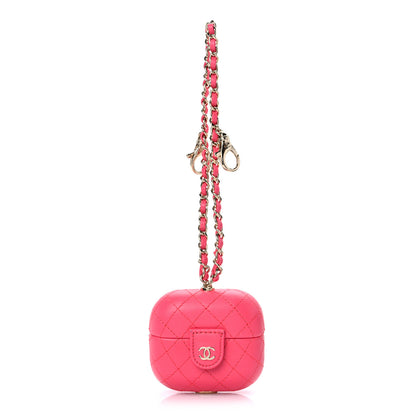 Chanel Lambskin Quilted Airpods Pro Case With Chain Pink 1 of 9
