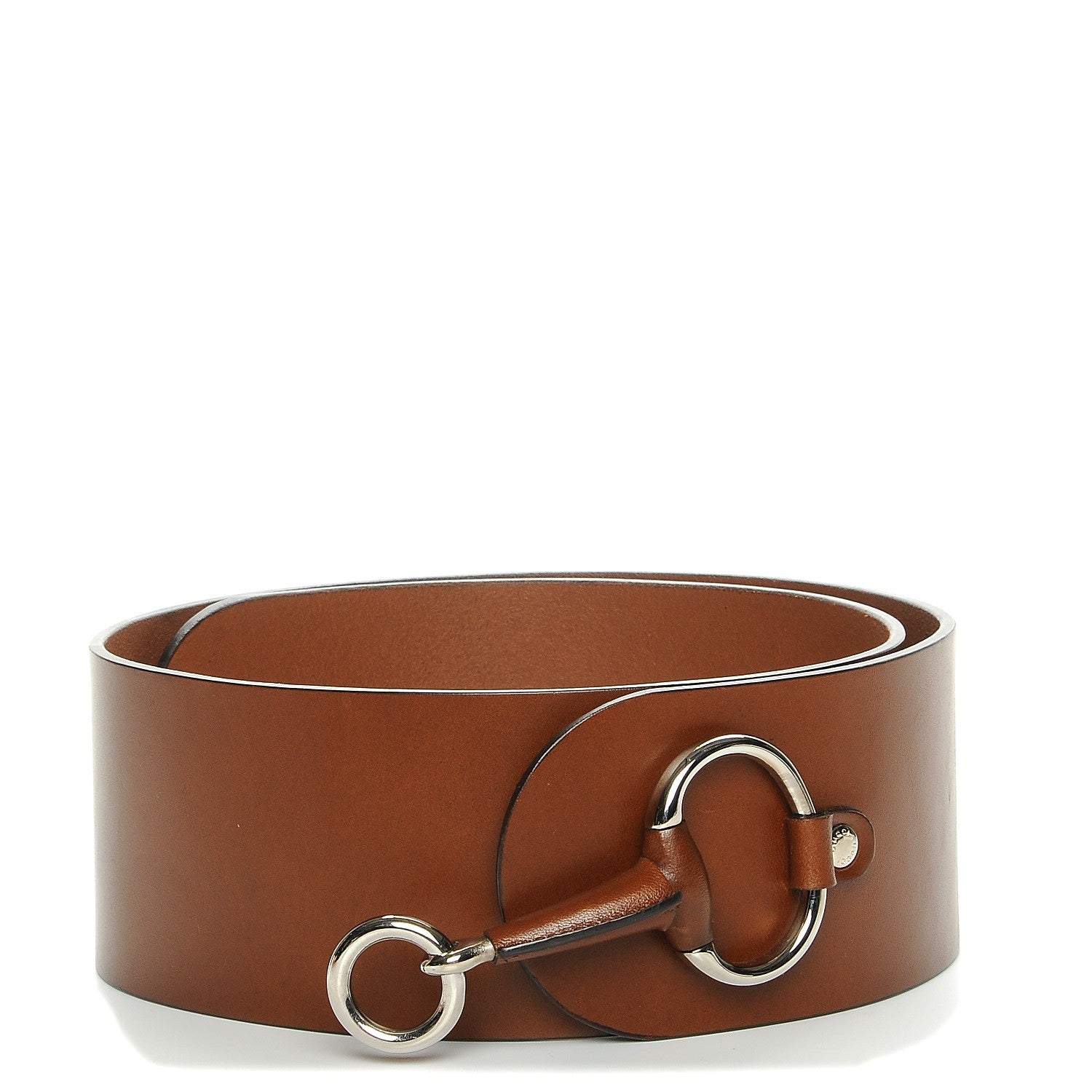 Gucci Calfskin Horsebit Wide Belt 85 34 Brown 1 of 5