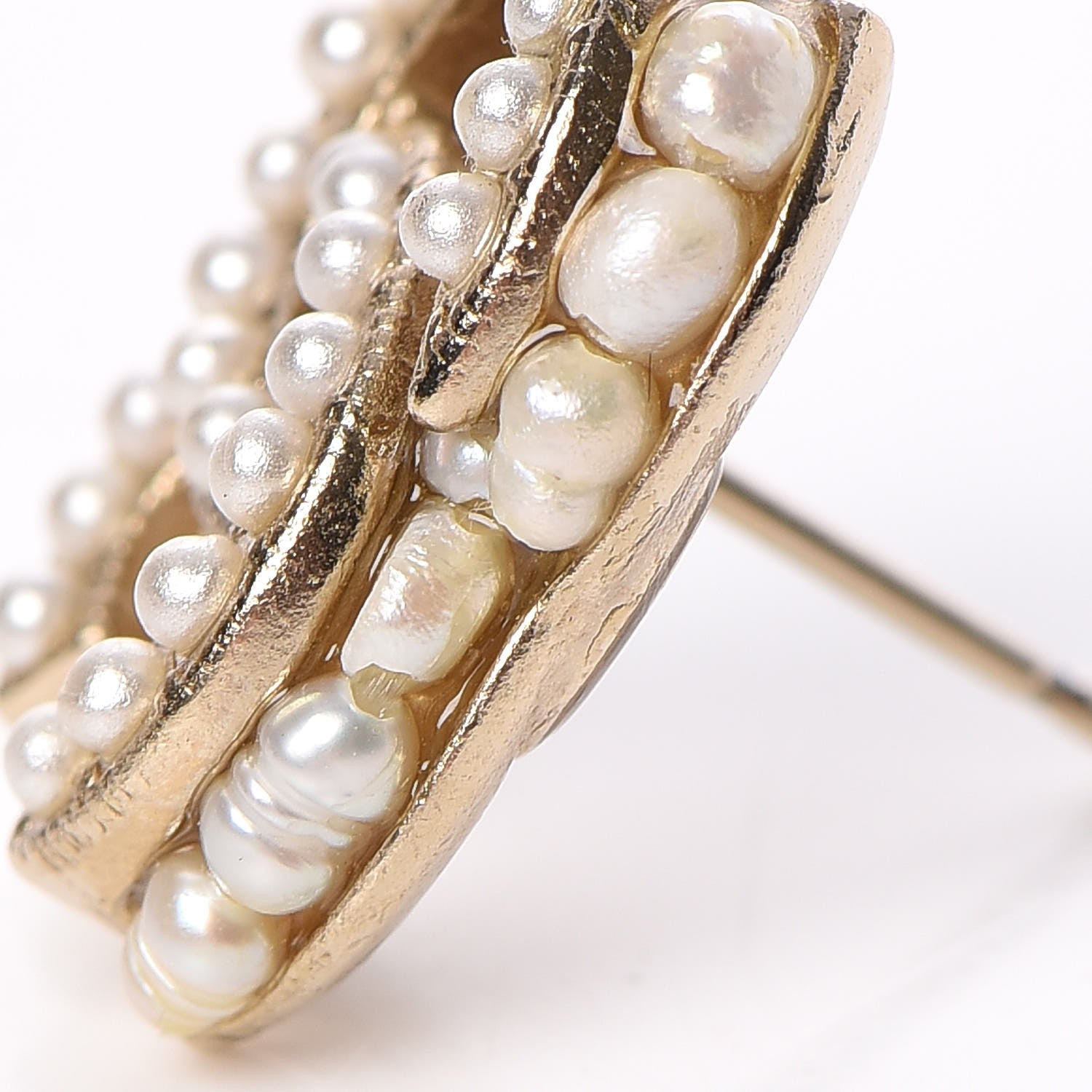 Chanel Pearl CC Earrings Light Gold 9 of 10