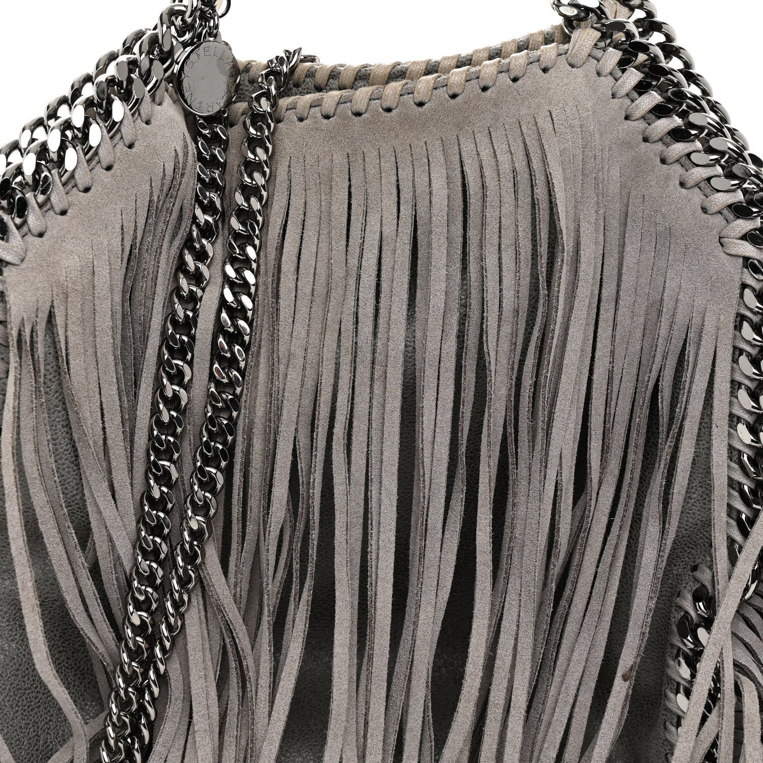 Stella McCartney Shaggy Deer Fringe Mini Falabella Tote Grey 7 of 9