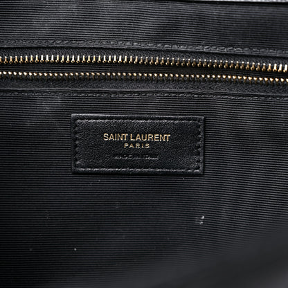Saint Laurent Grain De Poudre Textured Mixed Matelasse Large Triquilt Monogram Satchel Black 7 of 19