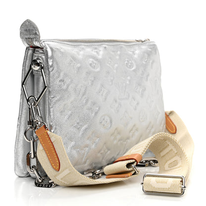 Louis Vuitton Metallic Lambskin Embossed Monogram Coussin PM Silver 3 of 12