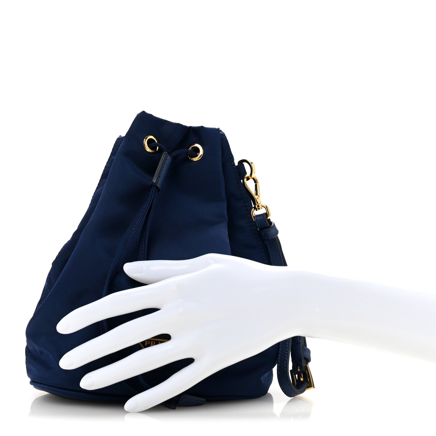 Prada Saffiano Tessuto Nylon Bucket Wristlet Royal 2 of 9