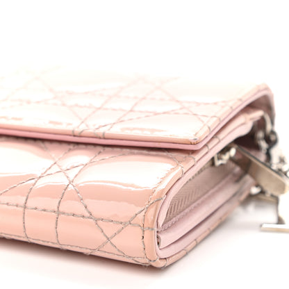 Christian Dior Patent Cannage Rendezvous Chain Wallet Pale Pink 13 of 13