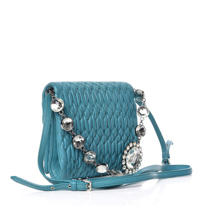 Miu Miu Nappa Matelasse Crystal Chain Crossbody Giada 3 of 10