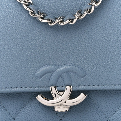 Chanel Grained Calfskin Quilted CC Box Wallet On Chain WOC Blue 9 of 11
