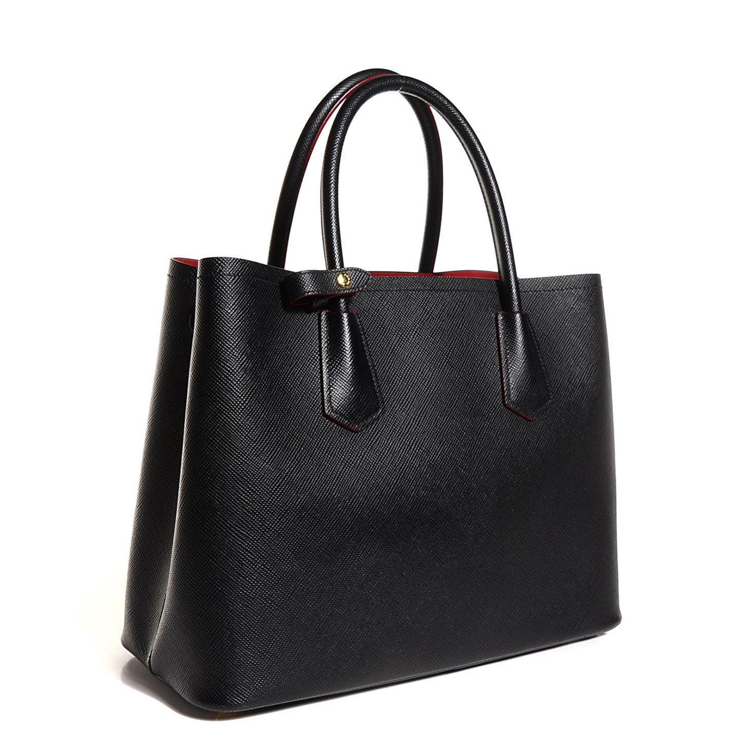Saffiano Cuir Small Double Bag Black Ciliegia