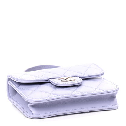 Chanel Lambskin Quilted Top Handle Flap Coin Purse With Chain Light Purple 3 of 9