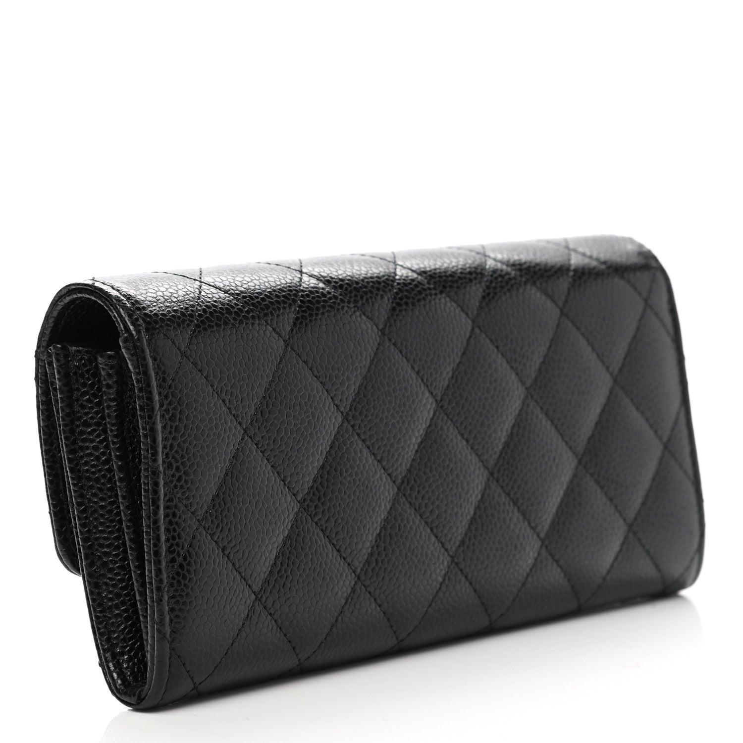 Chanel Caviar Quilted Large Gusset Flap Wallet Black 3 of 9