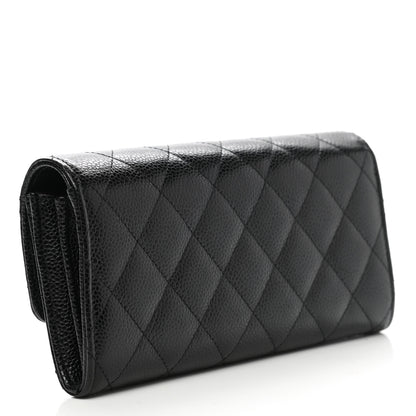 Chanel Caviar Quilted Large Gusset Flap Wallet Black 3 of 9