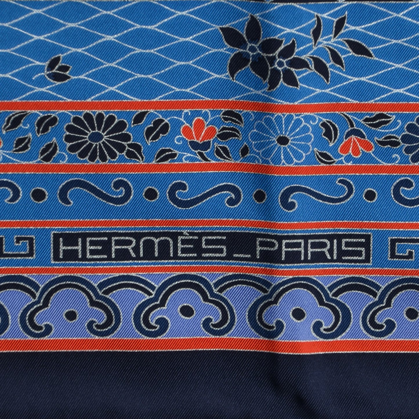 Silk Collections Imperiales Scarf 90 Navy Red Royal Bleu
