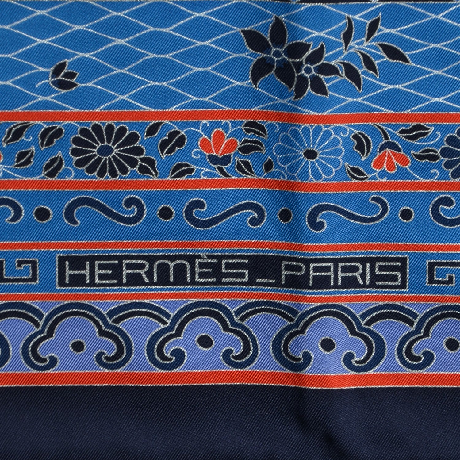 Hermes Silk Collections Imperiales Scarf 90 Navy Red Royal Bleu 3 of 8