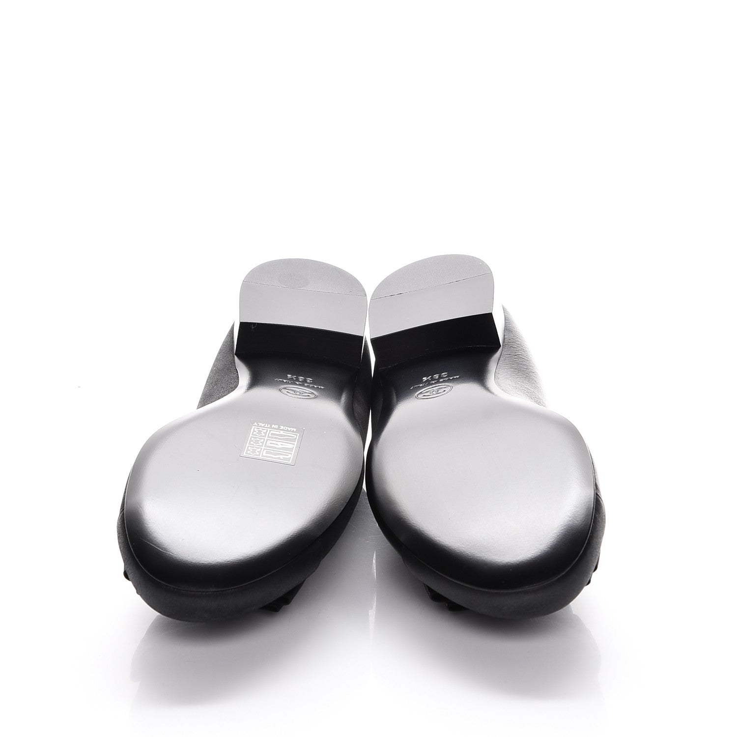 Chanel Buffalo Glitter Bow Ballerina Flats 38.5 Black 5 of 9