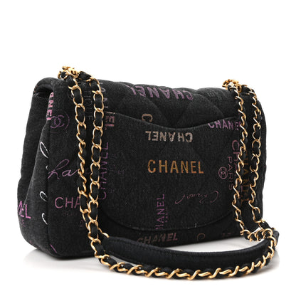 Chanel Denim Quilted Denim Mood Large Flap Black Multicolor 3 of 11