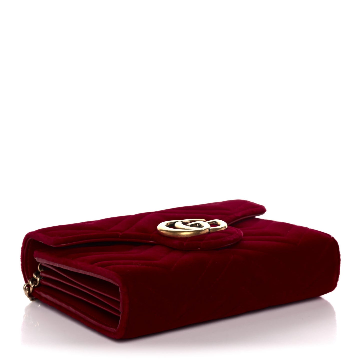 Velvet Matelasse GG Marmont Chain Wallet Fuchsia Violet Cyclamen