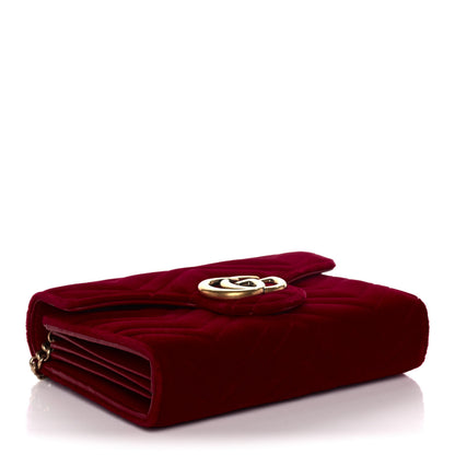 Gucci Velvet Matelasse GG Marmont Chain Wallet Fuchsia Violet Cyclamen 4 of 12