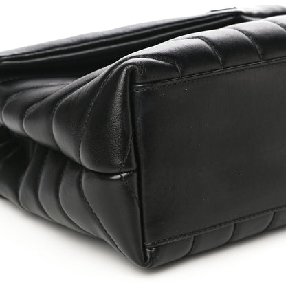 Saint Laurent Calfskin Y Quilted Monogram Small Loulou Chain Satchel Black 10 of 13