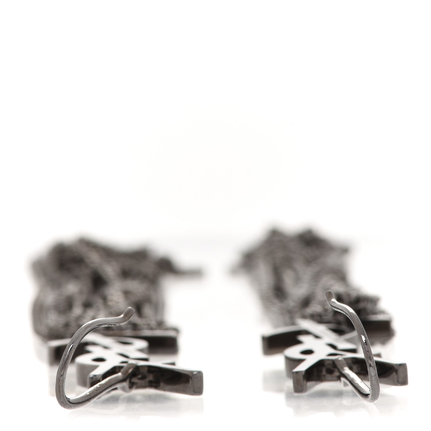 Saint Laurent Brass Monogram Chain Earrings 3 of 5